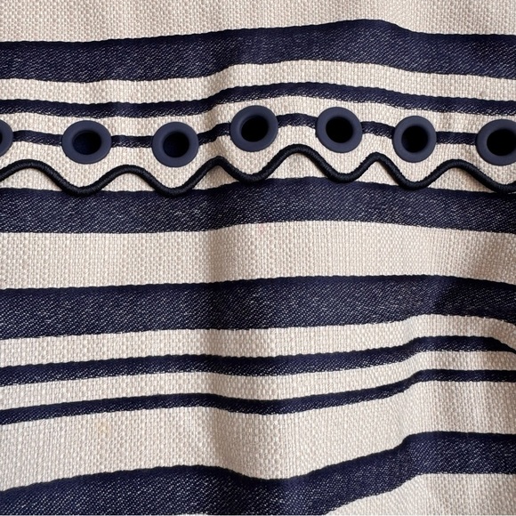 J.CREW Striped Scalloped Shift Dress 2 Grommets Navy/Ivory Sleeveless‎ Coastal - Picture 2 of 10